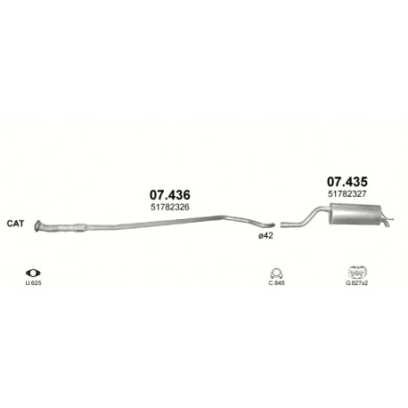 Middenpijp Fiat Alfa